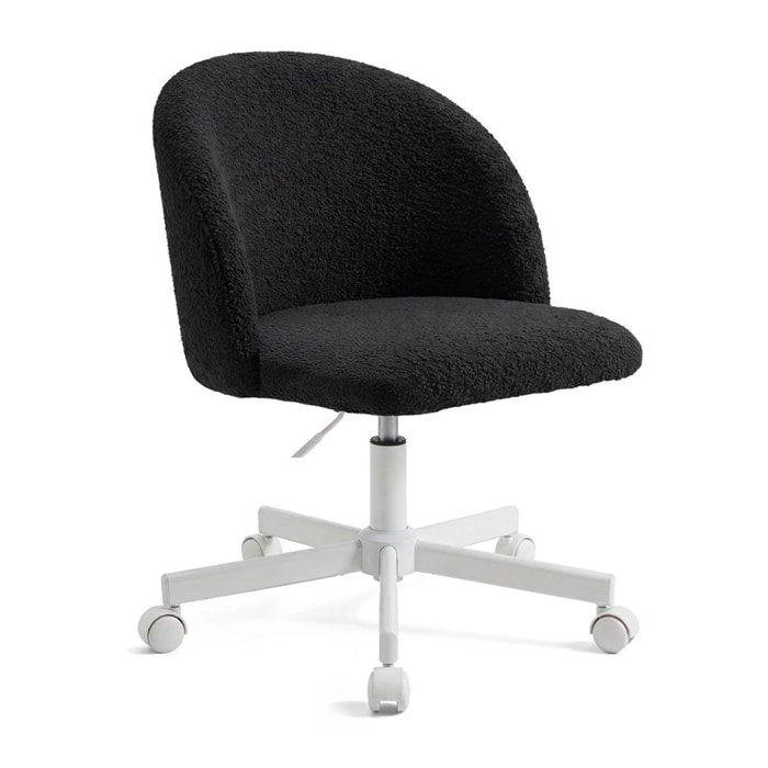 Silla de escritorio tapizada en borreguito negro 76-89,5 cm Candy Negro