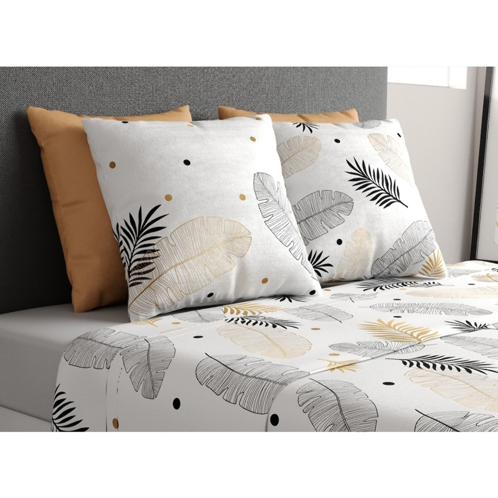 Parure De Drap 3pcs avec Drap Housse 90x190cm 100% Coton 57fils Envole