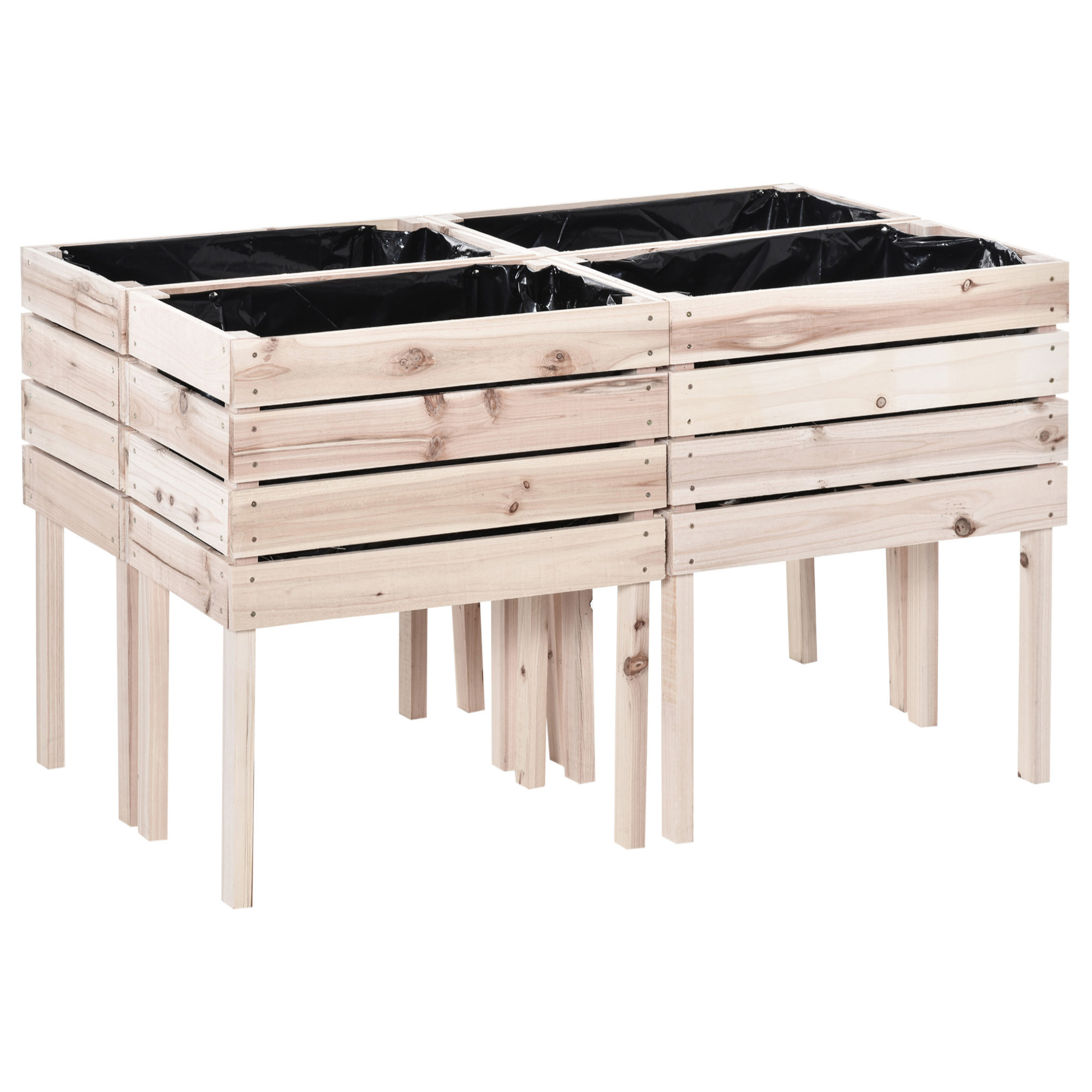 Lot de 4 jardinières sur pied modulables bois sapin naturel