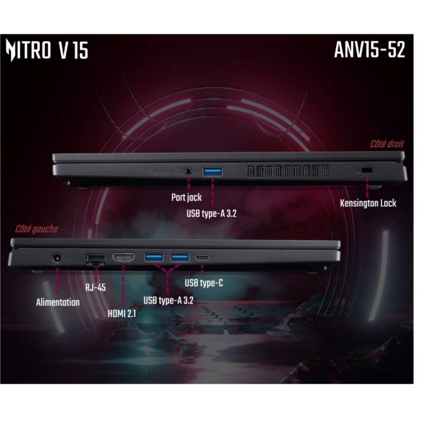 PC Gamer ACER Nitro 15,6" FHD 165Hz Intel Core i7 13620H Nvidia GeForce RTX 5060 16 Go RAM DDR4 SSD 512 Go