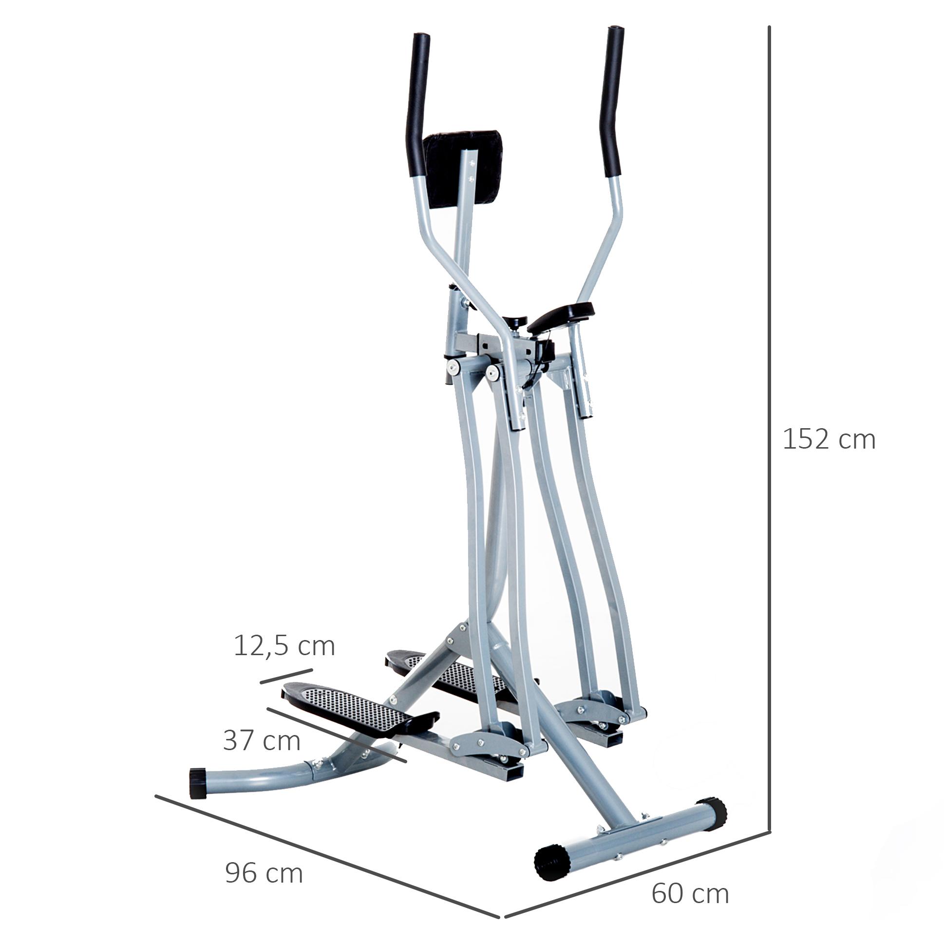 Bicicleta Elíptica Máquina de Step Ajustable con Pantalla Carga 110 kg Air Walker para Entrenamiento Cintura Caderas Piernas en Casa Oficina 96x60x152 cm Gris