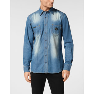 PHILIPP PLEIN Denim Shirt SKULL&BONES