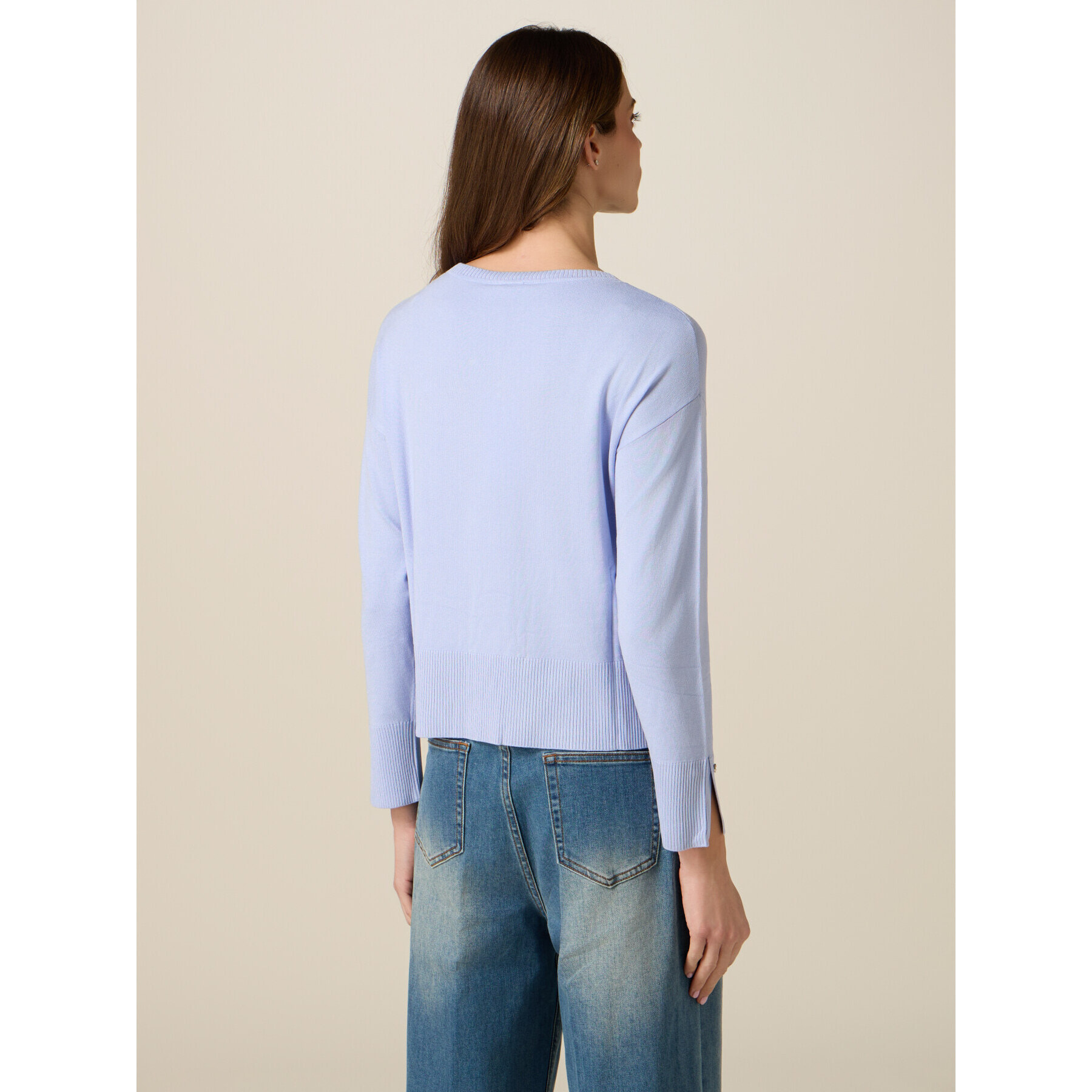 Oltre - Jersey mezcla viscosa con botones joya - Light - blue
