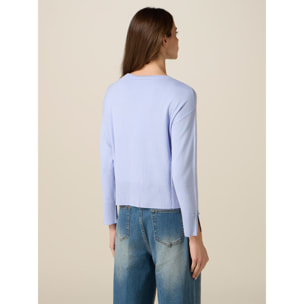 Oltre - Jersey mezcla viscosa con botones joya - Light - blue