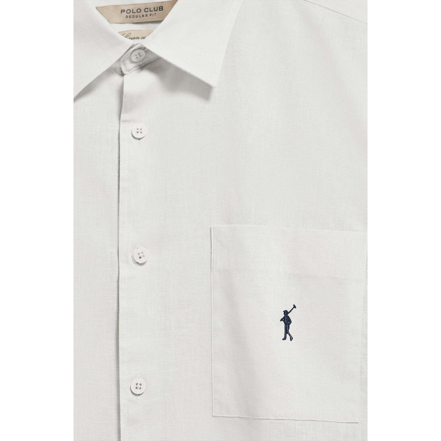 Camicia bianca a maniche corte in lino-cotone con ricamo Rigby Go