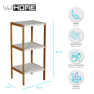 Estantería de Bambú de 3 estantes 34x33x78cm