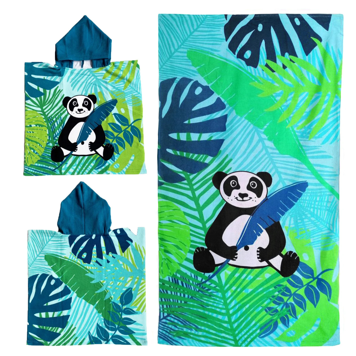 Pack ponchos et serviette microfibre enfant Panda