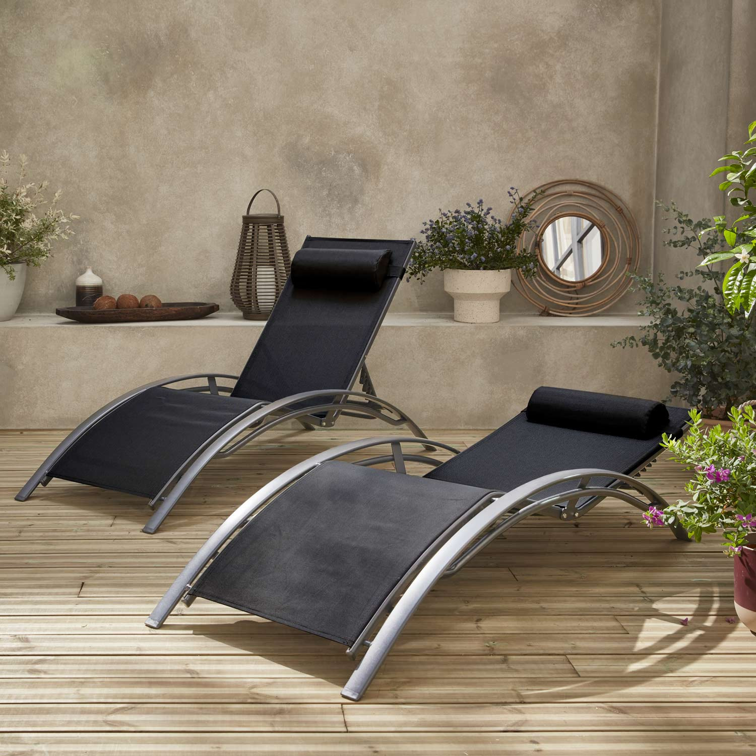 Bain de soleil aluminium multi positions (lot de 2) LOUISA