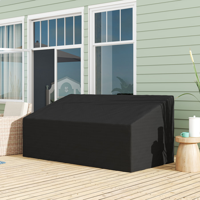Funda para Banco de Jardín 3-4 Plazas, Funda Sofá Exterior Impermeable, Tela Oxford 600D con Recubrimiento Resistente a los Rayos UV y al Polvo, 218x111x63/101 cm para Patio, Terraza, Negro