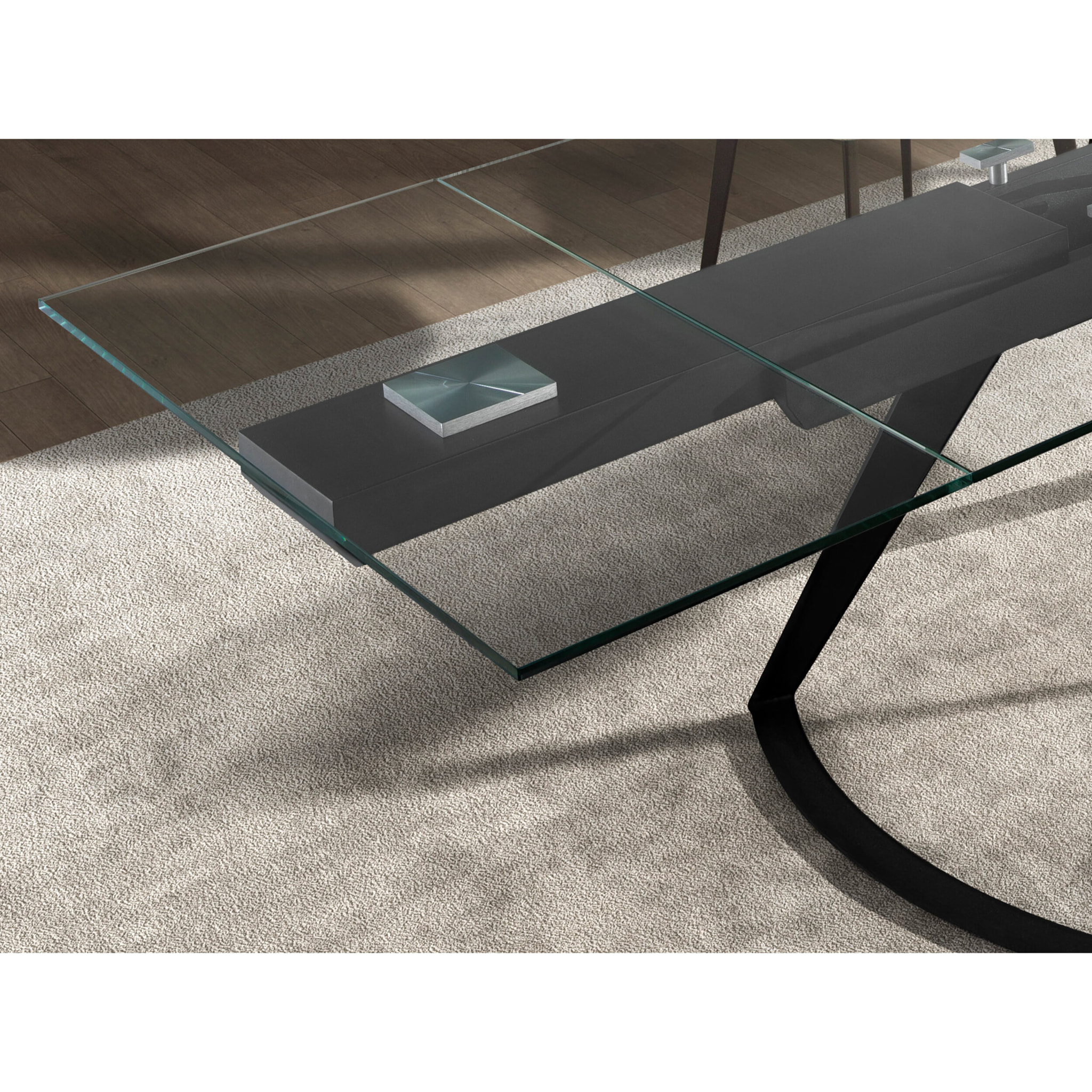 Mesa comedor Angel Cerdá extensible rectangular con tapa de cristal templado 180x100x75cm