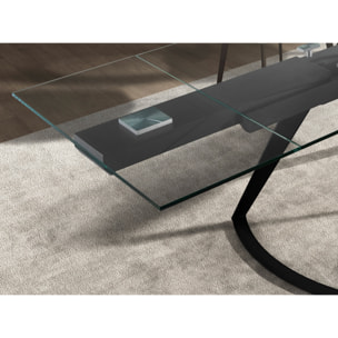 Mesa comedor Angel Cerdá extensible rectangular con tapa de cristal templado 180x100x75cm