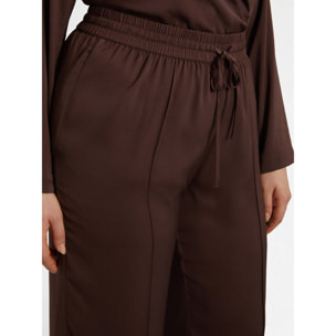 Fiorella Rubino - Pantalón modelo palazzo de tejido ligero - Marrón