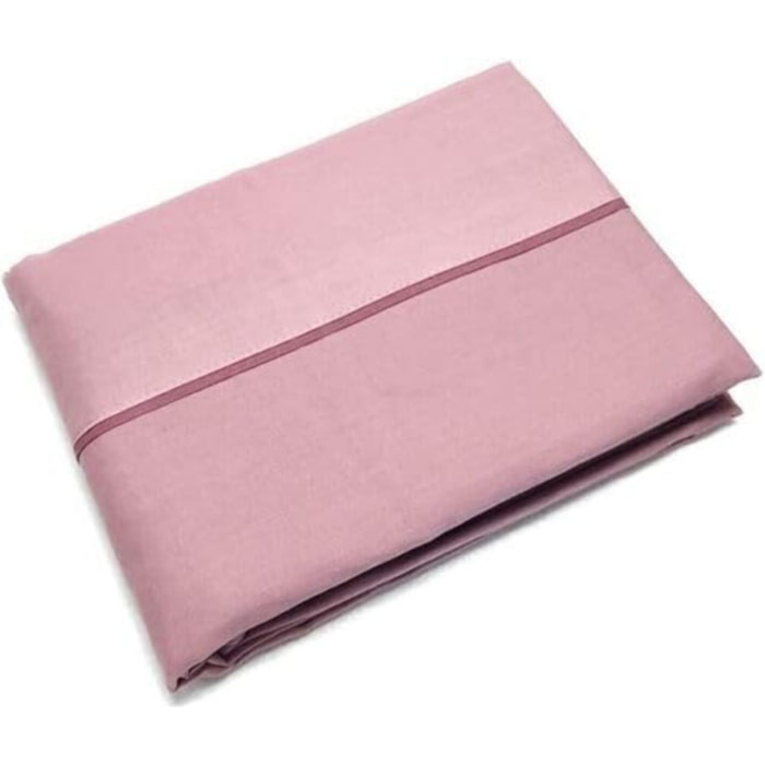 INTRECCI Completo Lenzuola Letto in Cotone Bicolore, Set Biancheria Letto 1 Piazza e Mezza Lenzuolo con Angoli + Lenzuolo Sopra + 1 Federa Zephyr Rosa