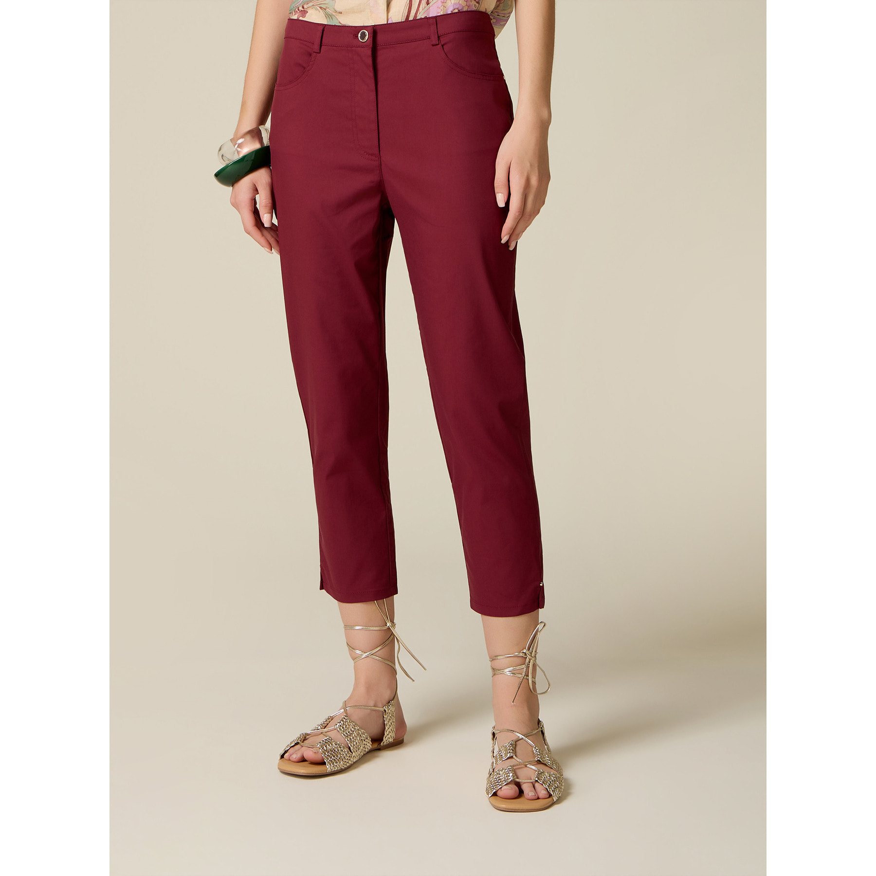 Oltre - Pantalones capri mezcla de algodón - Violeta