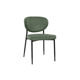 Chaises en tissu velours côtelé vert kaki et métal noir (lot de 2) BREKA