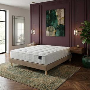 Ensemble matelas ressorts ensachés HÉCATE 2, H26 cm, sommier taupe