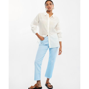 Camicia oversize in popeline con righe trasparenti