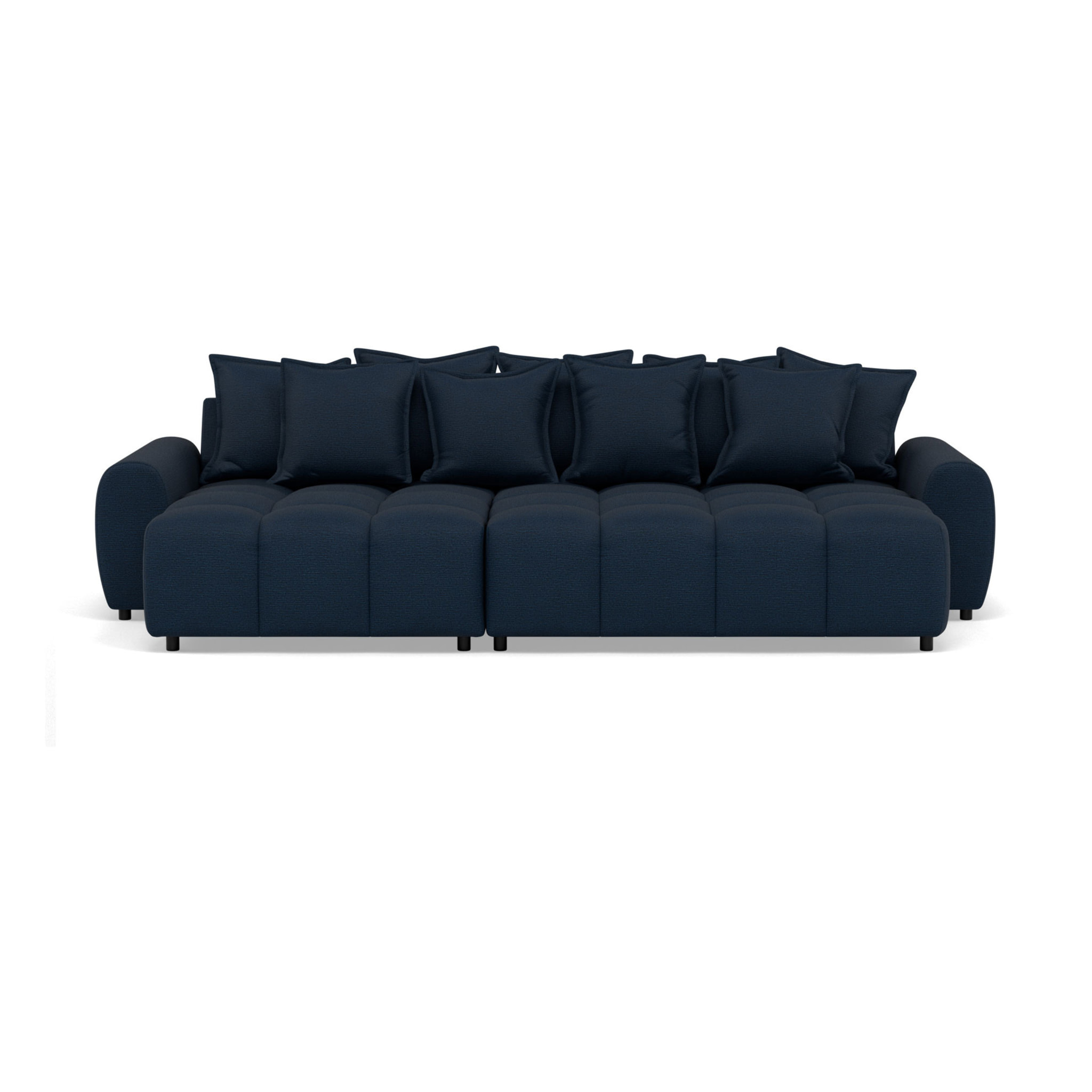 Adelaide - canapé d'angle réversible 4 places avec pouf d'appoint en tissu texturé - Bleu