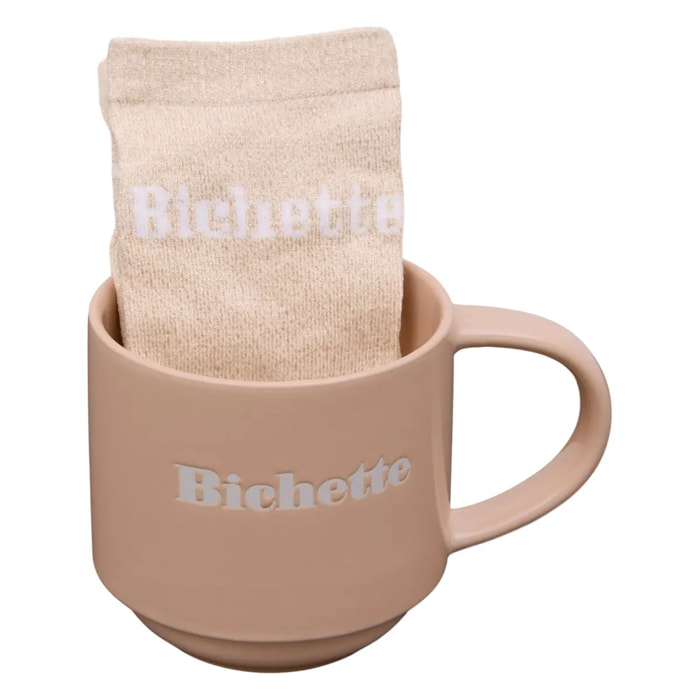 Coffret mug 38cl + chaussettes Drama Queen bordeau