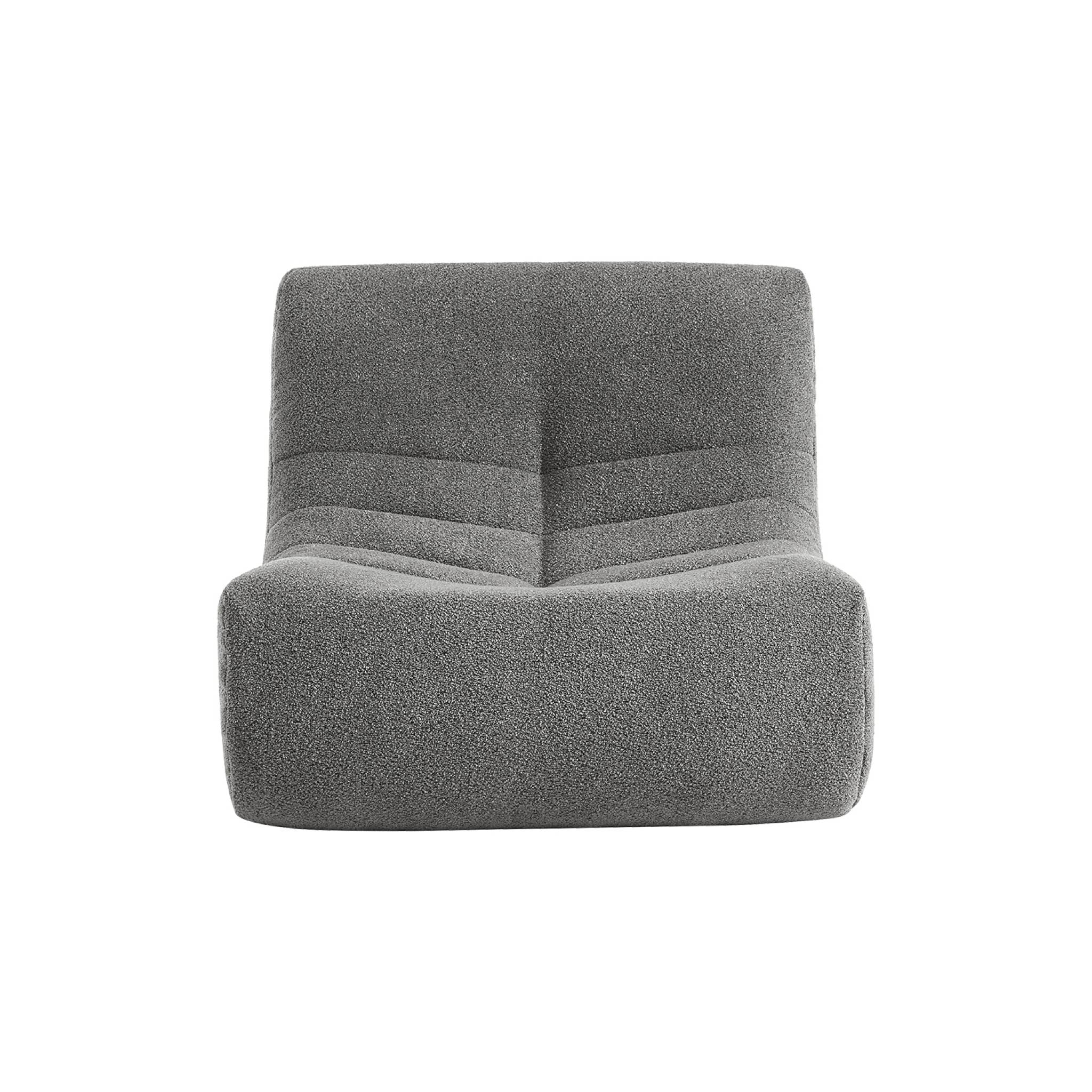 Lot de 3 fauteuils chauffeuses en bouclette texturée gris style contemporain 1 place