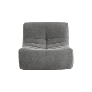 Lot de 3 fauteuils chauffeuses en bouclette texturée gris style contemporain 1 place
