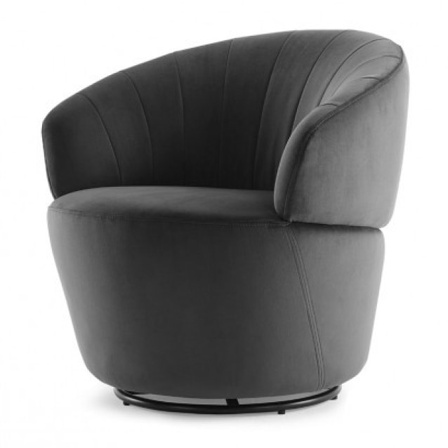 Fauteuil rond pivotant en velours - 5 coloris - ROMANE