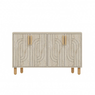 EMILE Buffet à 4 portes effet travertin nervuré 120x73cm