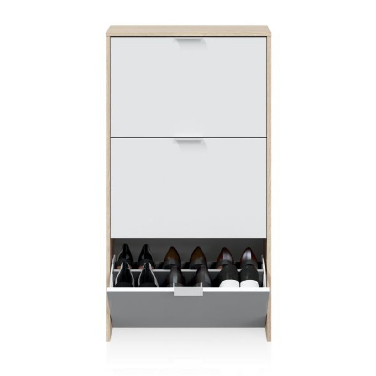 Zapatero Remi de 3 puertas Roble - Blanco