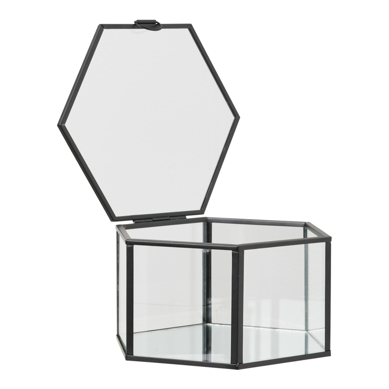 Set 2 scatole Torpe in vetro e metallo nero trasparente Vikasa Home