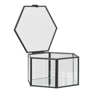 Set 2 scatole Torpe in vetro e metallo nero trasparente Vikasa Home