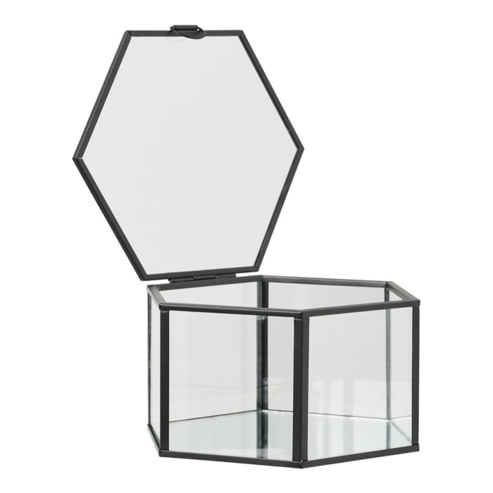 Set 2 scatole Torpe in vetro e metallo nero trasparente Vikasa Home