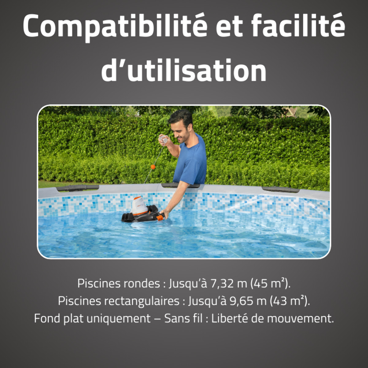 Bestway Robot piscine sans fil AquaRover nettoyage fond plat max 45m² max