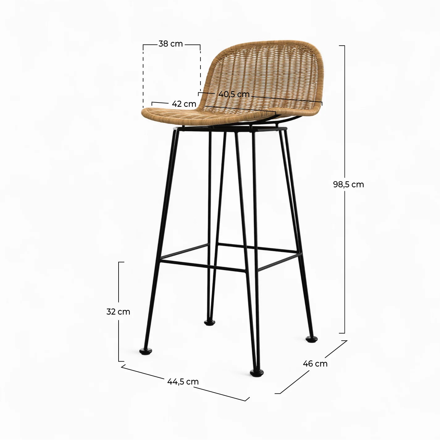 Lot de 2 chaises de bar 76 cm en résine tressée marron - Jigani