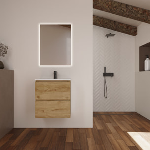 Conjunto de Baño Kaji | Mueble de Baño Suspendido | 60 cm Teka| Dos Cajones | Lavabo Encastrado | No incluye Espejo | Alday