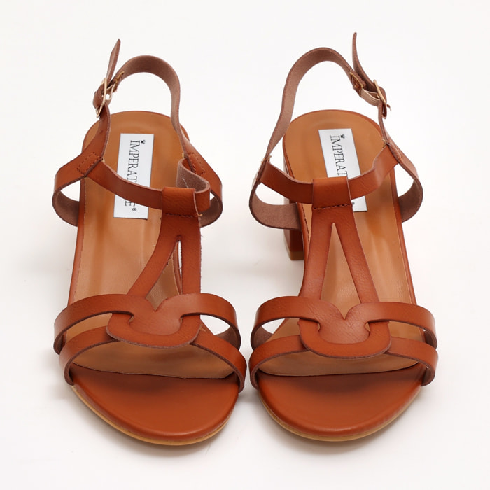 Sandali in simil pelle con tacco comodo