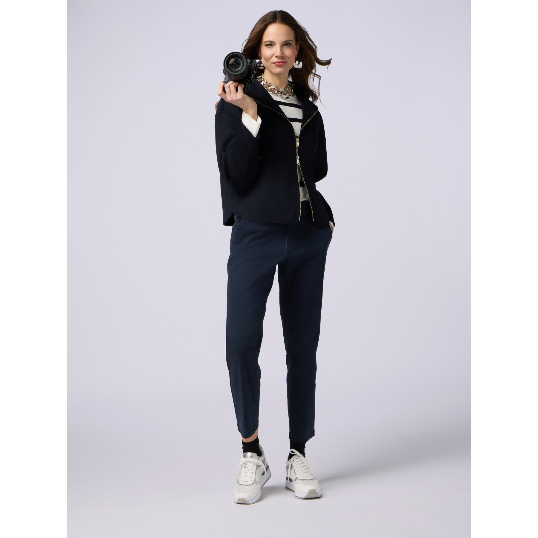 Oltre - Pantaloni chino misto tencel - Blu