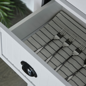 Buffet haut multi-rangement - 4 portes, grand tiroir - dim. 76L x 40l x 183H cm - gris