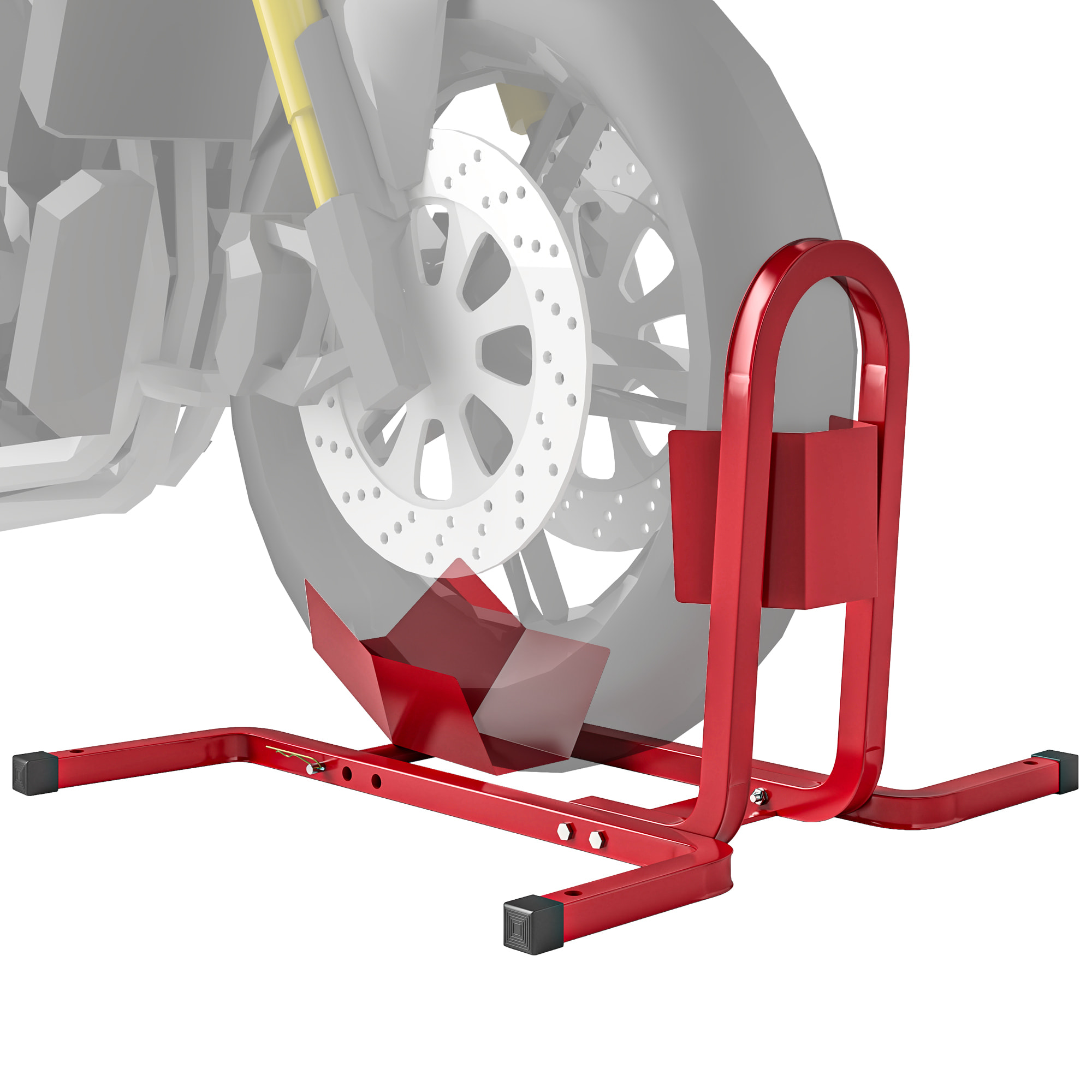 Caballete de Moto, Carga 250 kg, Soporte para Rueda Delantera de Moto Ajustable en 3 Niveles de Metal Robusto, para Ruedas ∅43, 48, 53 cm, Rojo