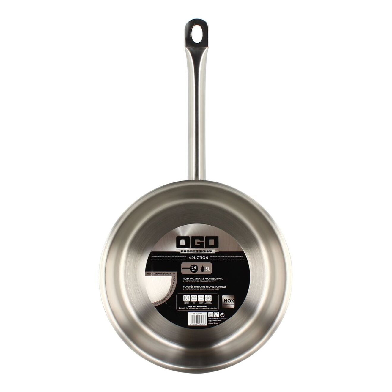 Casserole professionnelle acier inoxydable 24cm - tous feux  PROFESSIONNEL