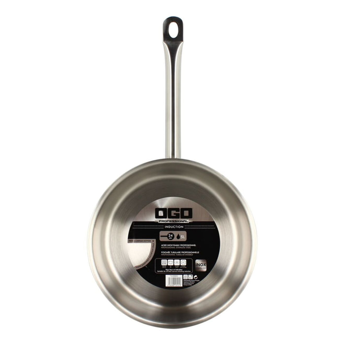 Casserole professionnelle acier inoxydable 24cm - tous feux  PROFESSIONNEL