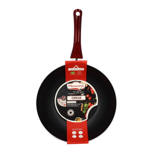 Wok antiadhésif en aluminium 28cm - tous feux CERISE