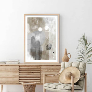 Affiche abstrait et soft line n°3 Affiche + cadre en bois - Chêne