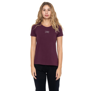 T-shirt donna a manica corta con logo strass Leone 1947 Never Without