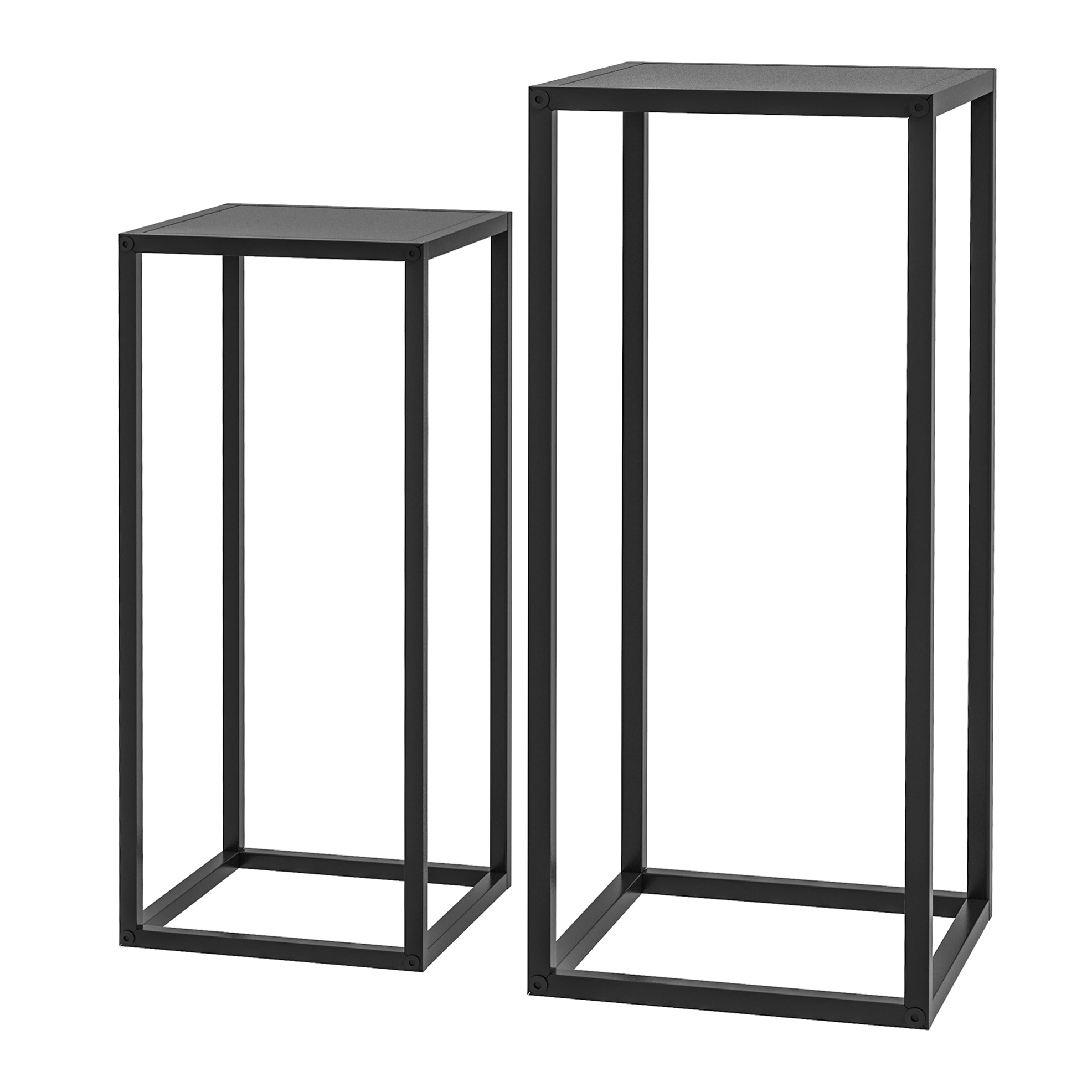 Support pots de fleurs 2 pièces - lot de 2 étagères à fleurs - portes plantes - acier époxy noir