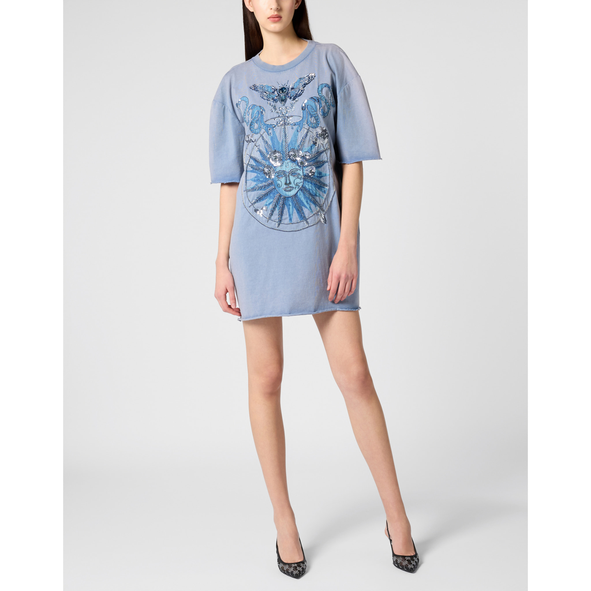 PHILIPP PLEIN Open Back T-Shirt Dress Butterfly Tattoo