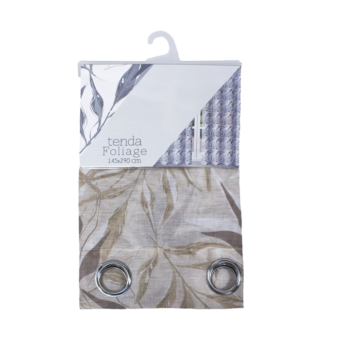 TENDA FOLIAGE BEIGE/MARRONE CON OCCHIELLI 145X290 CM