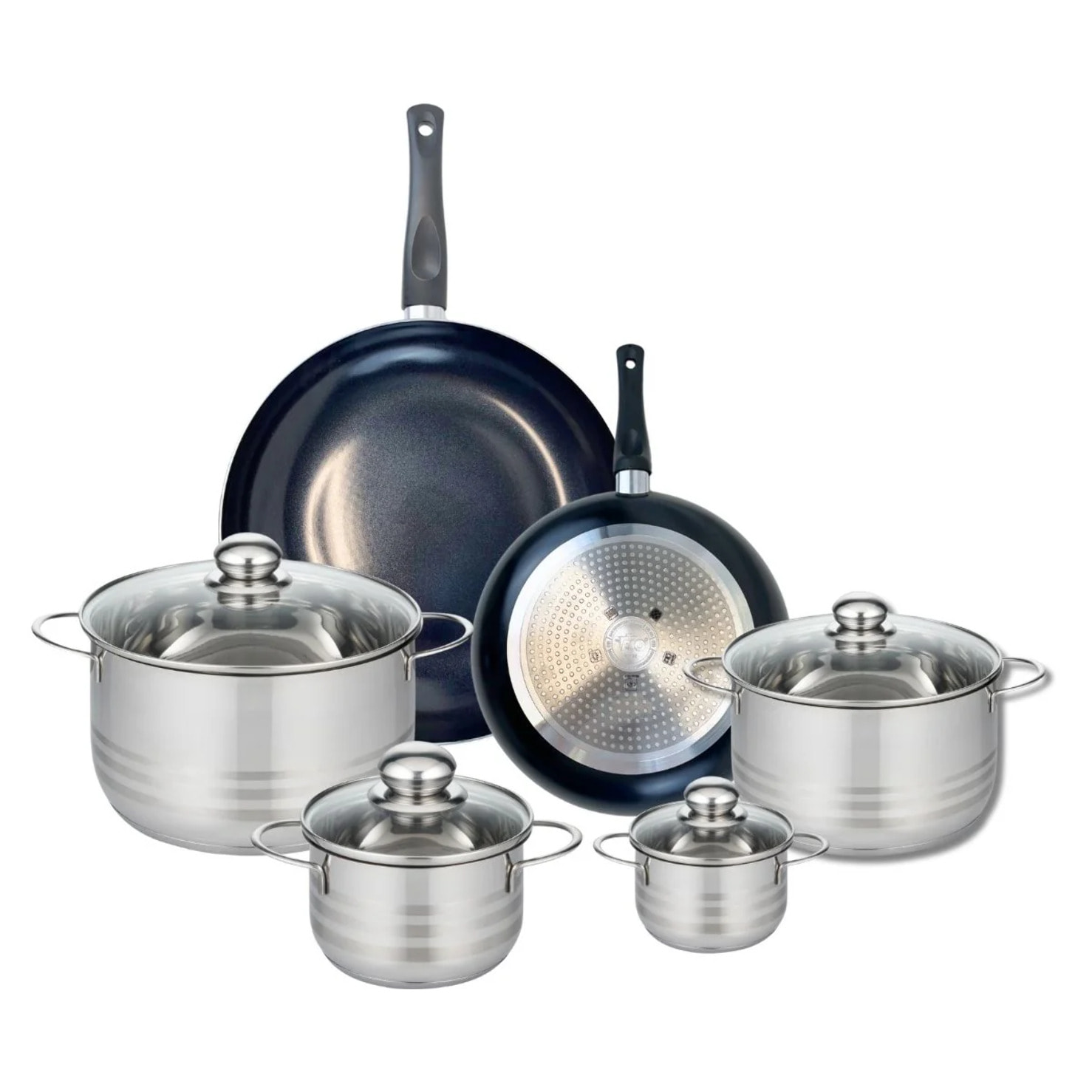 Ensemble de 2 Poêles de cuisson 24 et 32 cm et 4 faitouts 12, 16, 20 et 24 cm Elo Prima Brillant