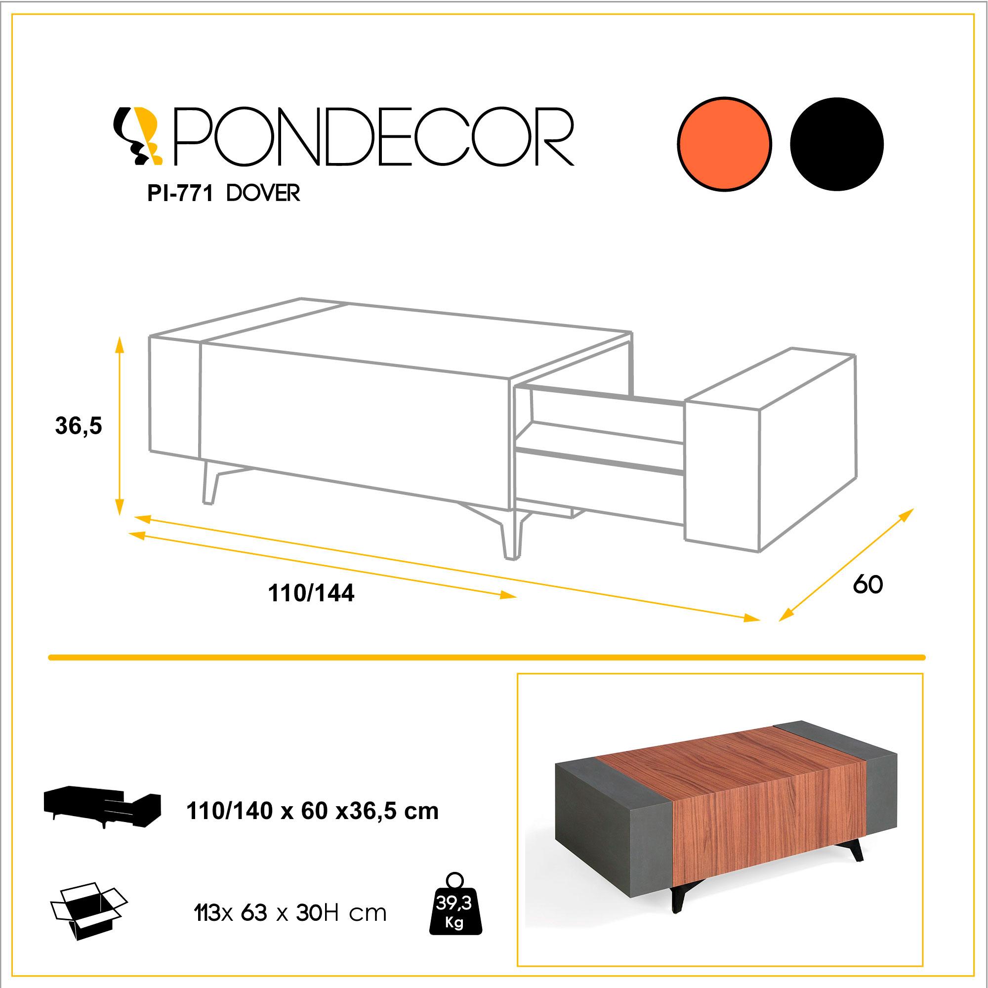 Mesa de centro DOVER - nogal canaleto - 110x60x37cm