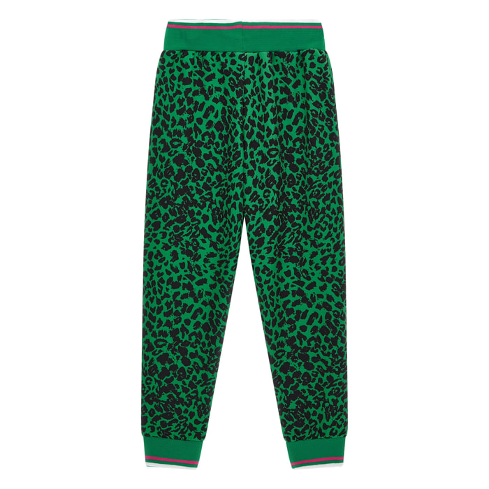 Pantaloni joggers stampa animalier con tasche zippate