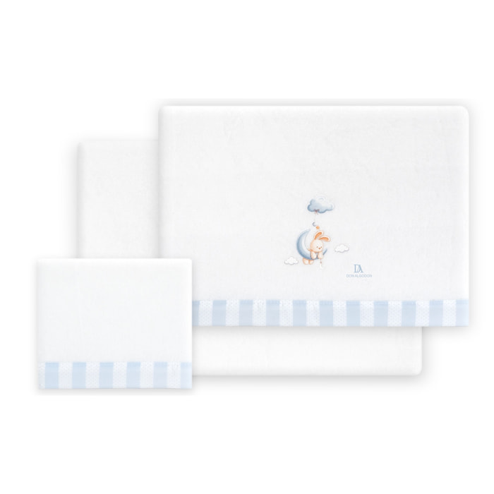 Triptico Minicuna Coralina  Don Algodon Conejo Nubes Bco/Azul